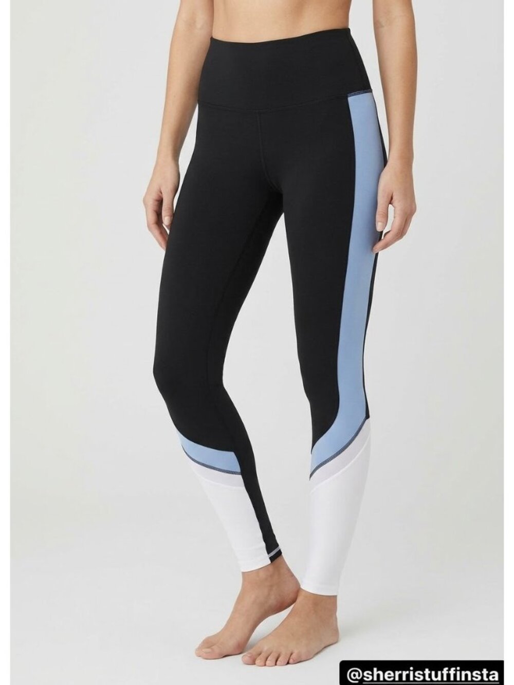 Alo Yoga Elevate Leggings Black/UV Blue High Rise 28" Activewear S